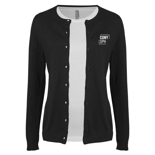 Womens Black Cardigan Sweater-CUNY SPH Square