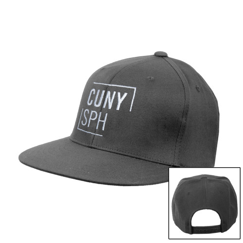 Charcoal Flat Bill Snapback Hat-CUNY SPH Square