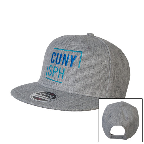 Heather Grey Wool Blend Flat Bill Snapback Hat-CUNY SPH Square