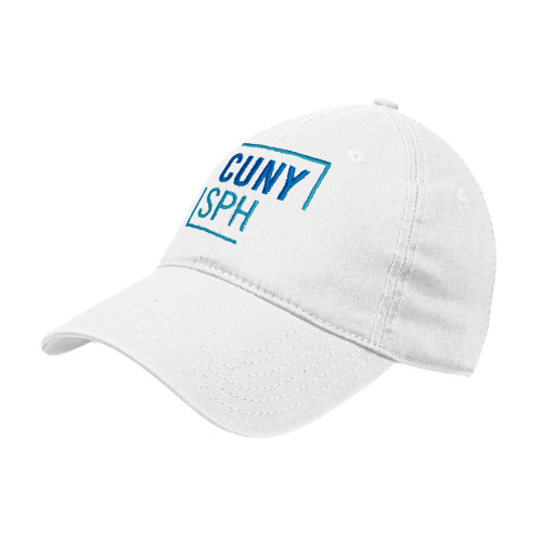 White Unstructured Adjustable Low Profile Hat-CUNY SPH Square