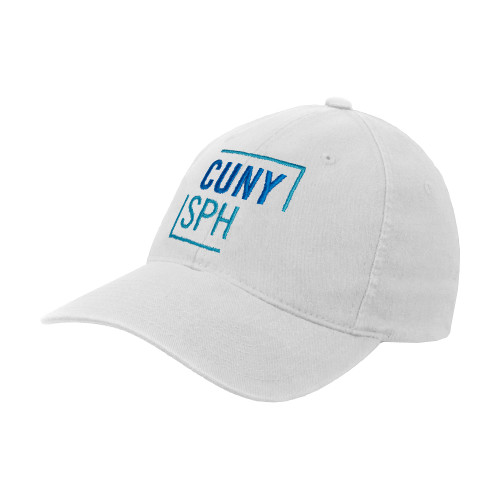 White Flexfit Structured Low Profile Hat-CUNY SPH Square