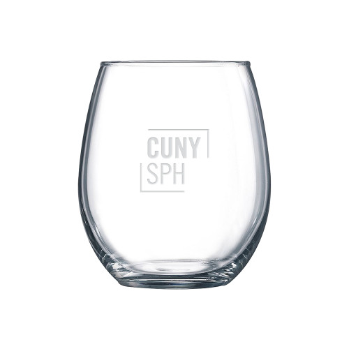 Libbey Stemless Glass 17oz-CUNY SPH Square  Engraved