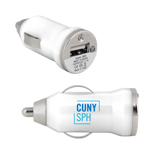 On the Go White Car Charger-CUNY SPH Square