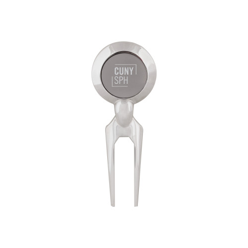 Silver Divot Tool/Ball Marker-CUNY SPH Square  Engraved