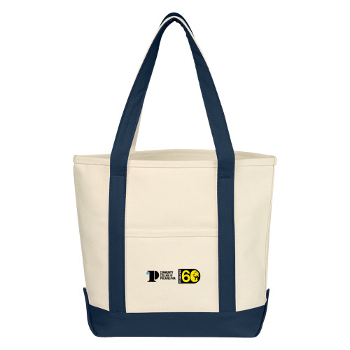  Cotton Canvas Natural/Navy Tote Bag - CCP Celebrating 60 Years Horizontal