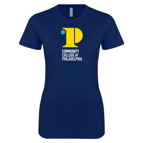  Next Level Womens Navy Boyfriend Tee - CCP Institutional Mark - Vertical
