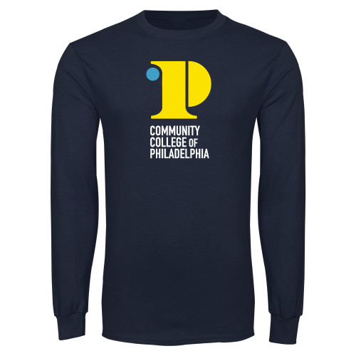 Navy Long Sleeve T Shirt - CCP Institutional Mark - Vertical