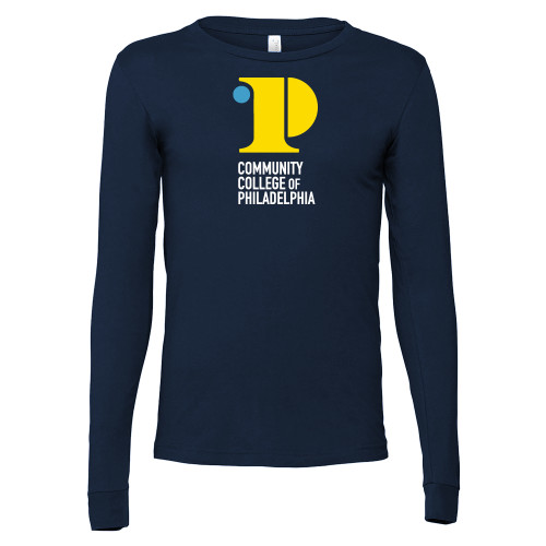  Bella + Canvas Navy Jersey Cotton Long Sleeve T Shirt - CCP Institutional Mark - Vertical
