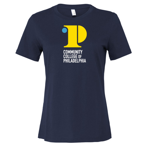  Bella + Canvas Womens Navy Relaxed Cotton T Shirt - CCP Institutional Mark - Vertical