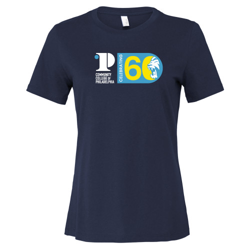  Bella + Canvas Womens Navy Relaxed Cotton T Shirt - CCP Celebrating 60 Years