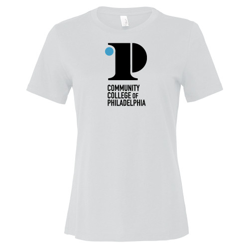  Bella + Canvas Womens White Relaxed Cotton T Shirt - CCP Institutional Mark - Vertical