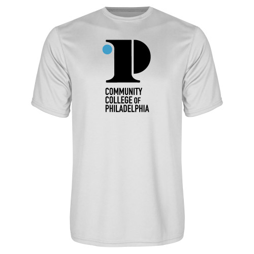  White Performance Tee - CCP Institutional Mark - Vertical