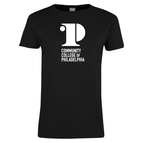  Womens Black Short Sleeve Tee - CCP Institutional Mark - Vertical