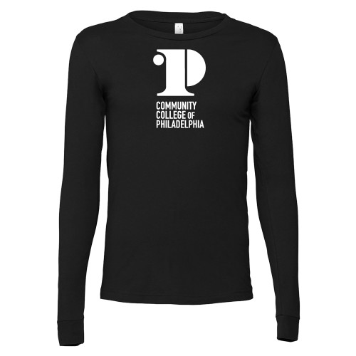  Bella + Canvas Black Jersey Cotton Long Sleeve T Shirt - CCP Institutional Mark - Vertical