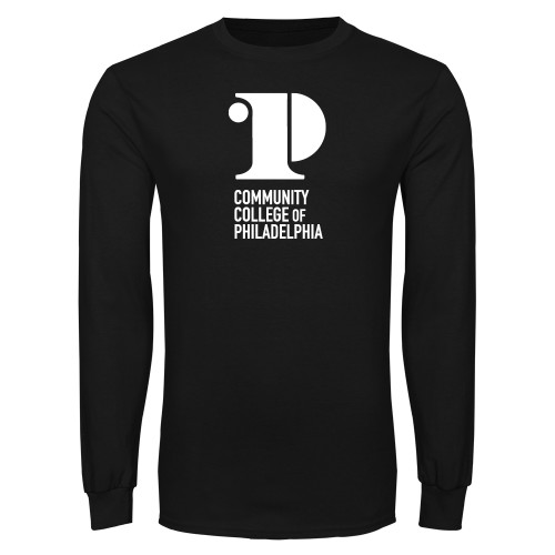  Black Long Sleeve T Shirt - CCP Institutional Mark - Vertical