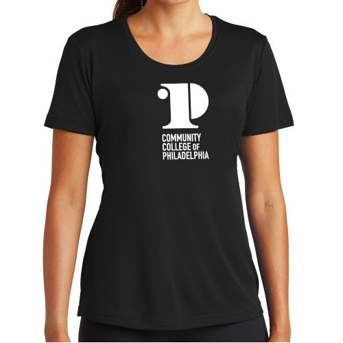  Womens Black Performance Tee - CCP Institutional Mark - Vertical