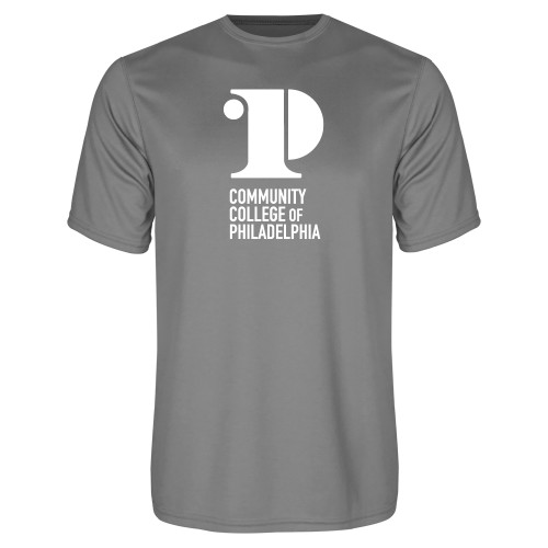  Grey Concrete Performance Tee - CCP Institutional Mark - Vertical