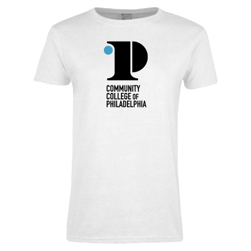  Womens White Short Sleeve Tee - CCP Institutional Mark - Vertical