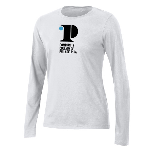  Gear Womens White Long Sleeve Tee - CCP Institutional Mark - Vertical