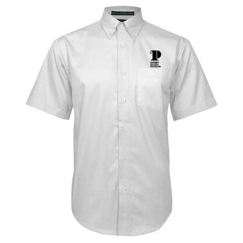  White Twill Button Down Short Sleeve - CCP Institutional Mark - Vertical