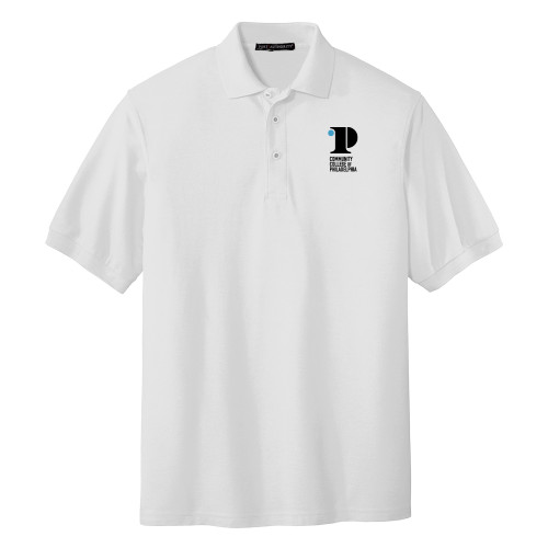  White Silk Touch Polo - CCP Institutional Mark - Vertical