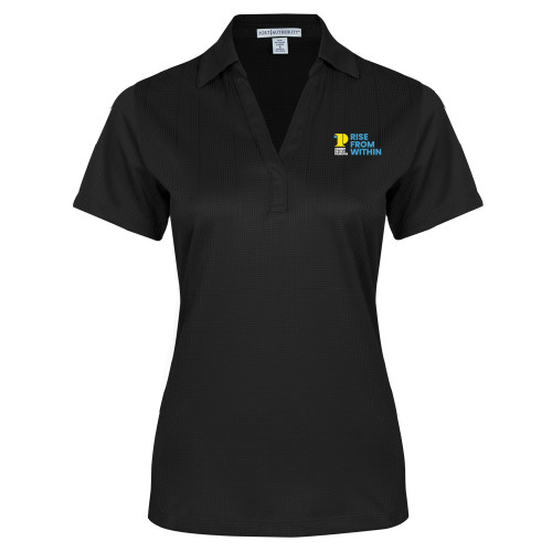 CC of Philadelphia Womens Black Performance Fine Jacquard Polo - CCP Rise From Within