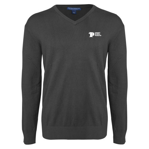  Charcoal Heather VNeck Sweater - CCP Institutional Mark