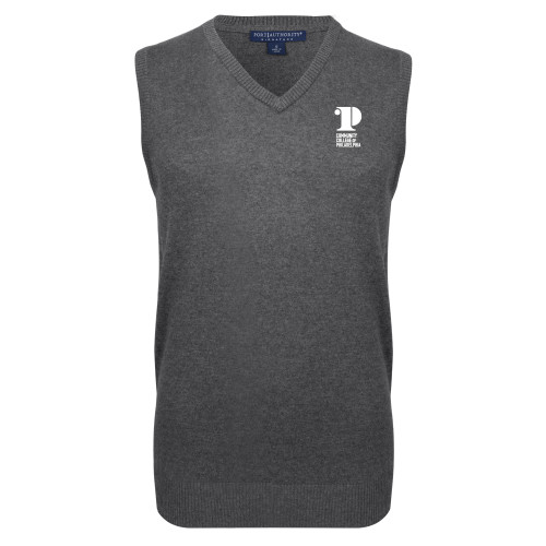  Charcoal VNeck Sweater Vest - CCP Institutional Mark - Vertical