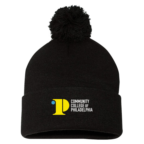  Sportsman Black Pom Pom Cuffed Beanie - CCP Institutional Mark