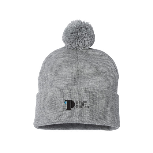  Sportsman Heather Grey Pom Pom Cuffed Beanie - CCP Institutional Mark