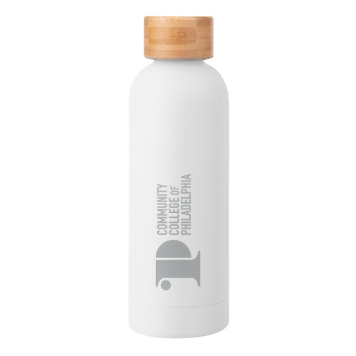  Blair White Stainless Steel Bottle w/ Bamboo Lid 17 oz - CCP Institutional Mark Engraved