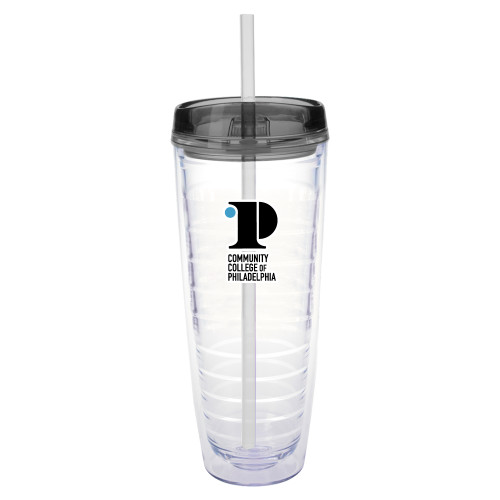  Tritan Double Wall Tumbler w/Charcoal Top 26oz - Community College of Philadelphia w/ Lion in Circle