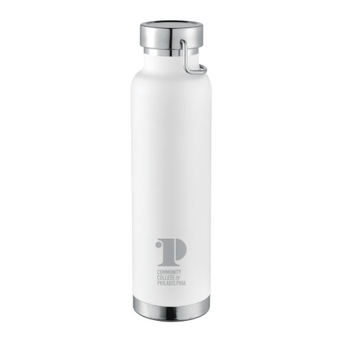  Thor Copper Vacuum Insulated White Bottle 22oz - CCP Institutional Mark Vertical Engraved