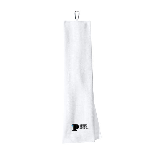  White Waffle Microfiber Golf Towel - CCP Institutional Mark