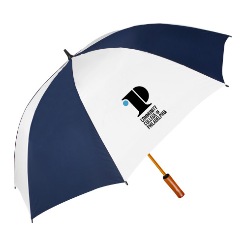  64 Inch Navy/White Umbrella - CCP Institutional Mark - Vertical