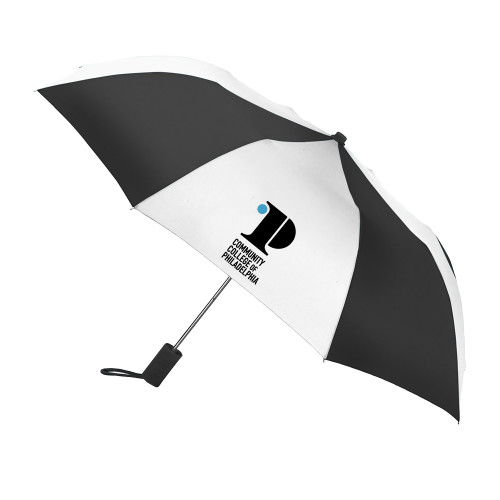  42 Inch Slim Stick Black/White Umbrella - CCP Institutional Mark - Vertical
