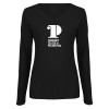 Thumbnail image for  Womens Black Long Sleeve V Neck Tee 