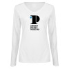 Thumbnail image for  Womens White Long Sleeve V Neck Tee 