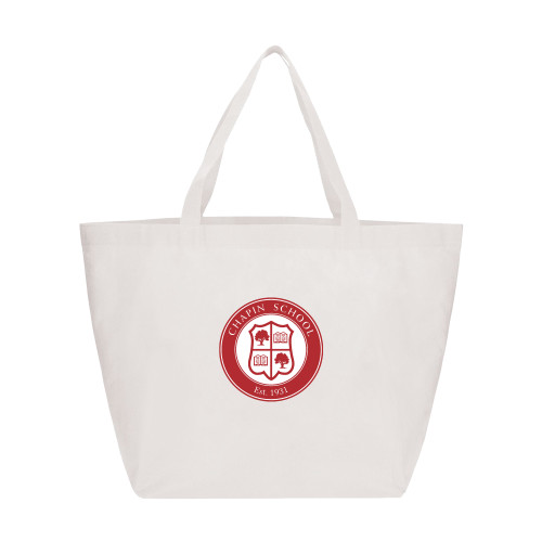  Yaya Non Woven White Shopper Tote - Chapin School Seal