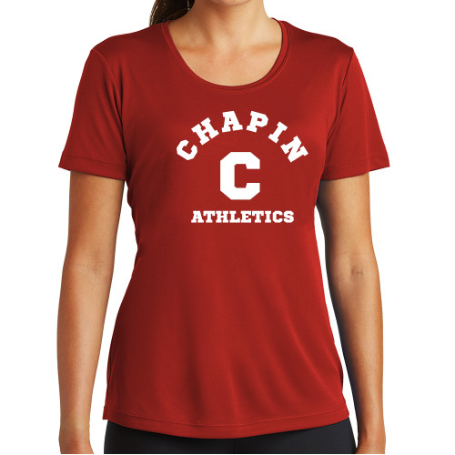  Womens Red Performance Tee - Chapin Athletics