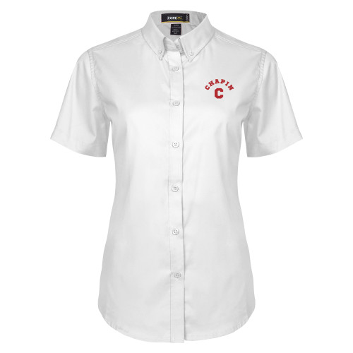  Womens White Twill Button Up Short Sleeve - Chapin C