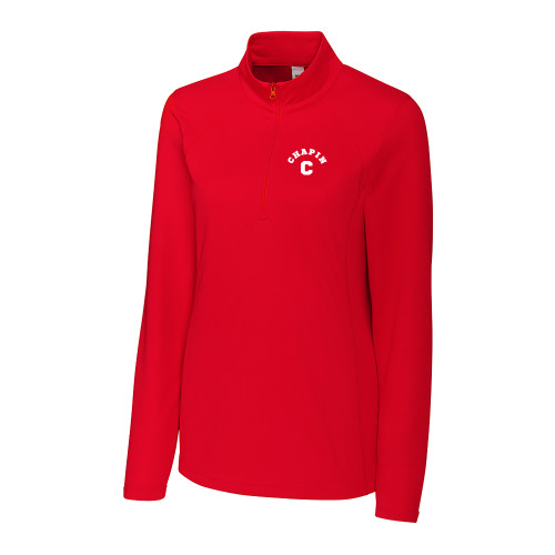  C&B Womens Red Clique Ice Pique Half Zip - Chapin C