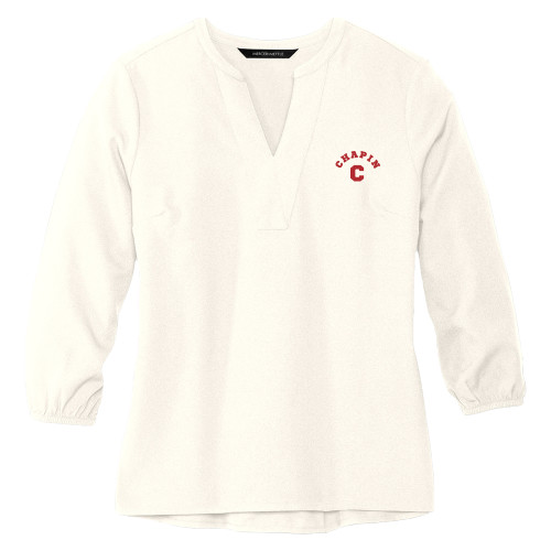  Mercer + Mettle Womens Ivory 3/4 Sleeve Crepe Blouse - Chapin C