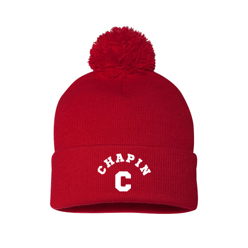  Sportsman Red Pom Pom Cuffed Beanie - Chapin C
