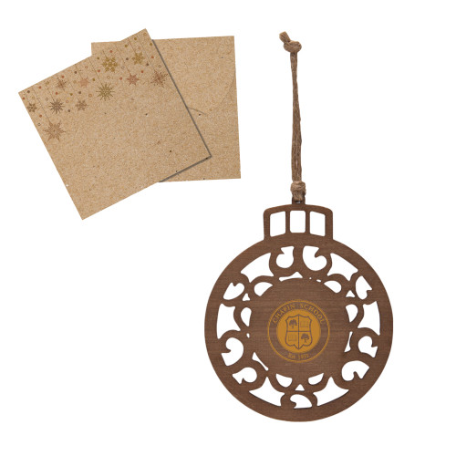  Wood Holiday Ball Ornament - Chapin School Seal Engraved