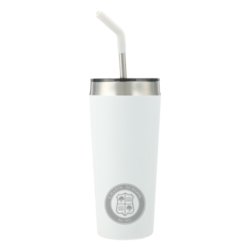  Faye White Vacuum Tumbler w/ Stainless Steel Straw 20 oz - Chapin School Seal Engraved