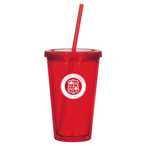  Madison Double Wall Red Tumbler w/Straw 16oz - Chapin School Seal