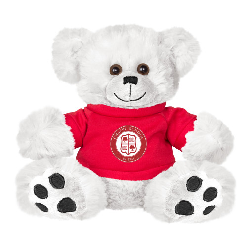  Plush Big Paw 8 1/2 inch White Bear w/Red Shirt - Chapin School Seal