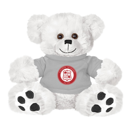  Plush Big Paw 8 1/2 inch White Bear w/Grey Shirt - Chapin School Seal