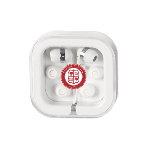  Ear Buds in Clear Square Case - Chapin School Seal